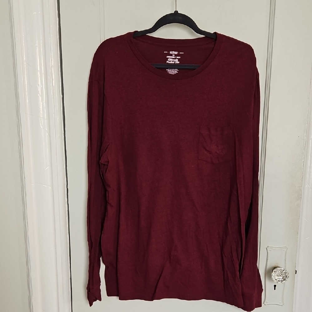 NWOT Men's Urban Pipeline Maroon Long Sleeve Tee Shirt- XL